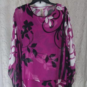 Allison Daley Caftan Tank Set Purple Black White NWOT